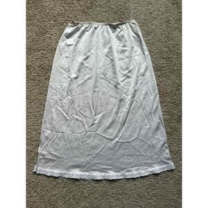 Vintage Warners Perfect Measure 55300 Scalloped Lace Midi Slip Skirt White Small